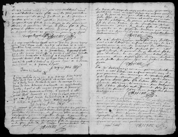 CHALO-SAINT-MARS. - Archives antérieures à la Révolution . - Registres paroissiaux. - paroisse Saint-Médard. - Baptêmes, mariages, sépultures (1674-juin 1692) 