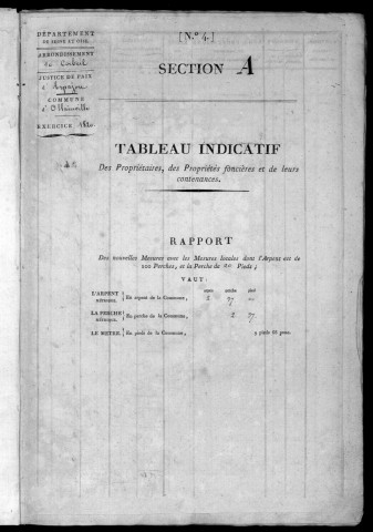 OLLAINVILLE. - Tableau indicatif [cadastre rénové en 1938]. 