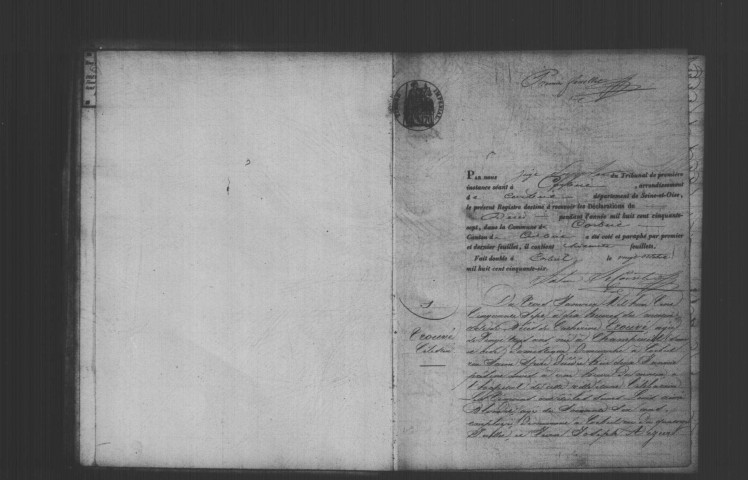 CORBEIL. Décès : registre d'état civil (1857). 