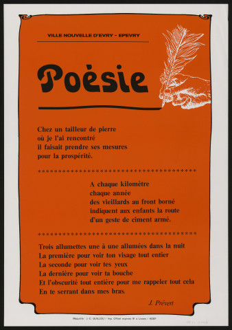 EVRY. - Concours de poésie 1984 : texte de Jacques Prévert (1984). 