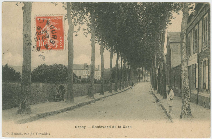 ORSAY. - Boulevard de la gare. Edition Beuzon, 1908, 1 timbre à 10 centimes. 