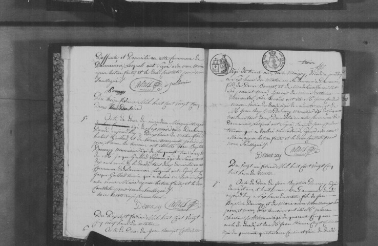 DANNEMOIS. Naissances, mariages, décès : registre d'état civil (1825-1840). 