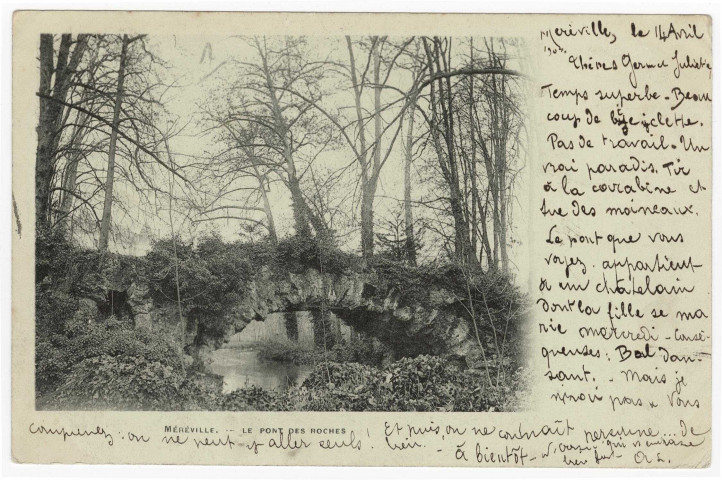 MEREVILLE. - Le pont des Roches [Editeur Bréger, 1903, timbre à 5 centimes) ]. 