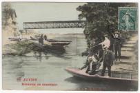 JUVISY-SUR-ORGE. - Recevez ce souvenir de Juvisy, la pêche. EA (1911), 5 c, ad, coloriée. 