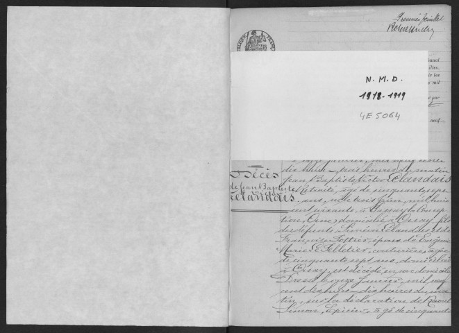 ORSAY. - Naissances, mariages, décès : registre d'état civil.