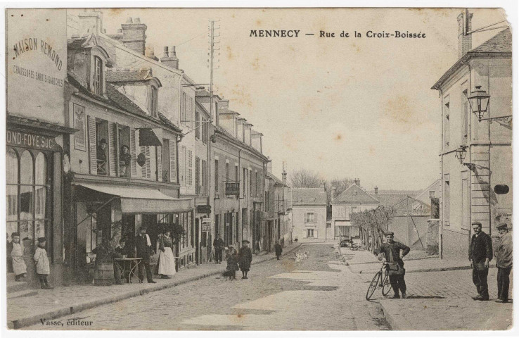 MENNECY. - Rue de la Croix-Boissée [Editeur Vasse, 1911, timbre à 10 centimes, 3B165/2]. 