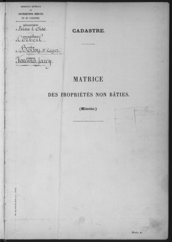 VARENNES-JARCY. - Matrice des propriétés non bâties : folios 1 à 492 [cadastre rénové en 1933]. 