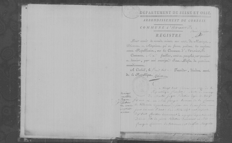 AVRAINVILLE. Naissances, mariages, décès : registre d'état civil (1802-1819). 
