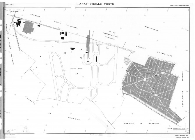 PARAY-VIEILLE-POSTE. - Cadastre révisé pour 1969 : plan du tableau d'assemblage ; cadastre renouvelé pour 1969 : plans de la section AB; section AC, section AD, section AE, section AH, [6 plans]. 