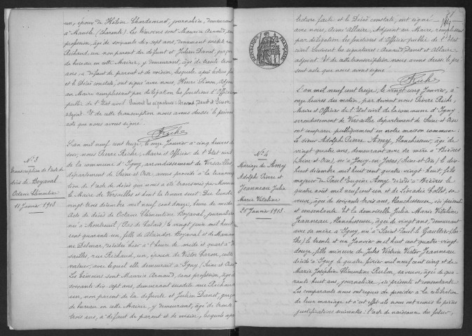 IGNY. - Naissances, mariages, décès : registre d'état civil. 
