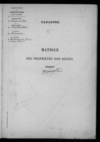 FONTENAY-LES-BRIIS. - Matrice des propriétés non bâties : folios 1 à 492 [cadastre rénové en 1935]. 