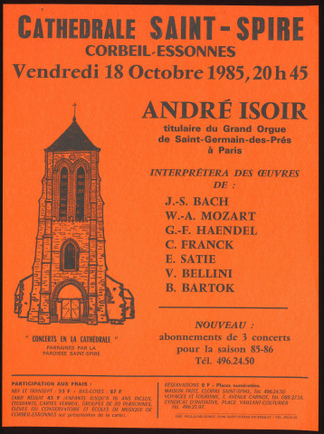 CORBEIL-ESSONNES.- Concert, Cathédrale Saint-Spire, 18 octobre 1985. 