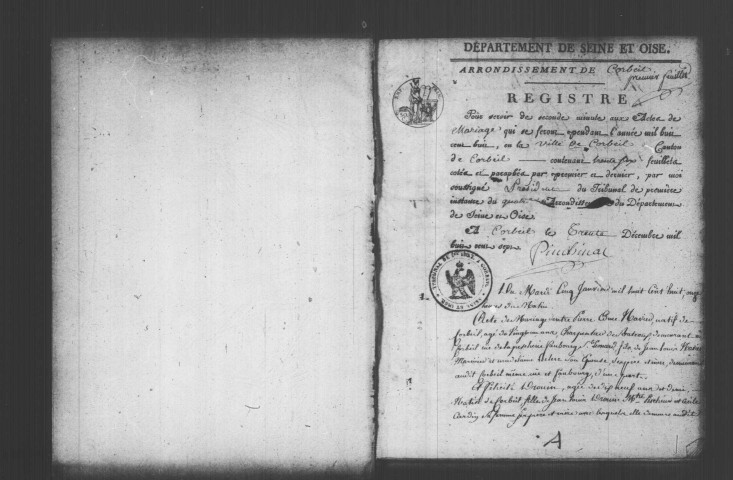 CORBEIL. Mariages : registre d'état civil (1808-1811). 