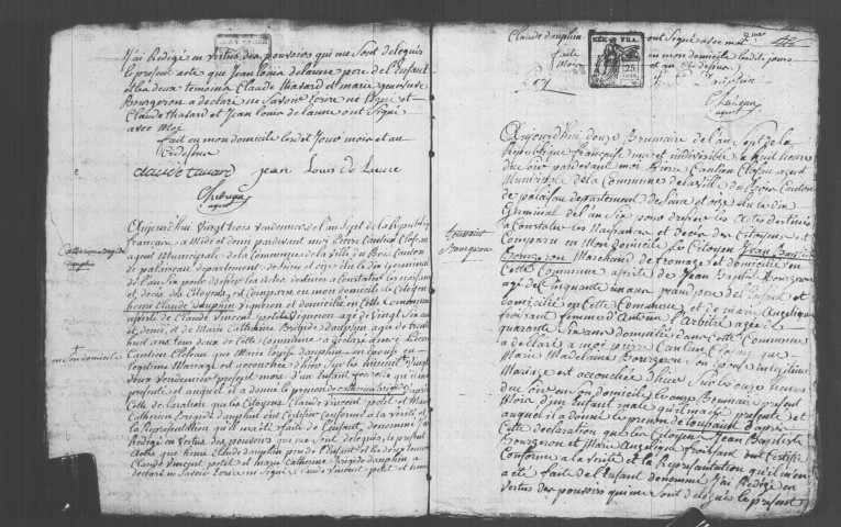 VILLE-DU-BOIS (LA). Naissances, mariages, décès : registre d'état civil (an VII-1806). 