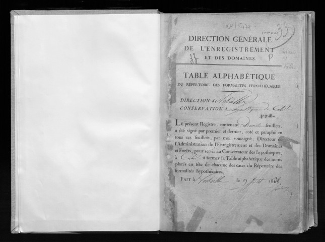 Volume n° 33 : SURIRAIS-VALEE (registre ouvert en 1835).