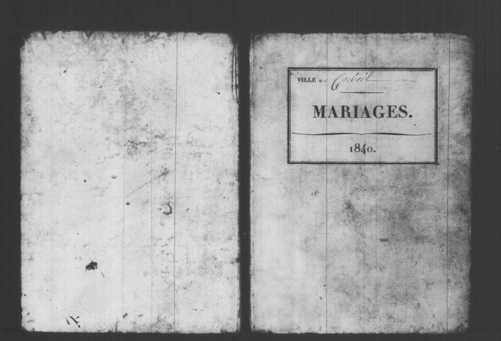 CORBEIL. Mariages : registre d'état civil (1840). 
