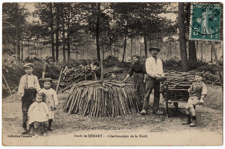 BRUNOY. - Charbonniers de la forêt. (Collection Ponnelle, 1911, 1 timbre à 5 centimes). 