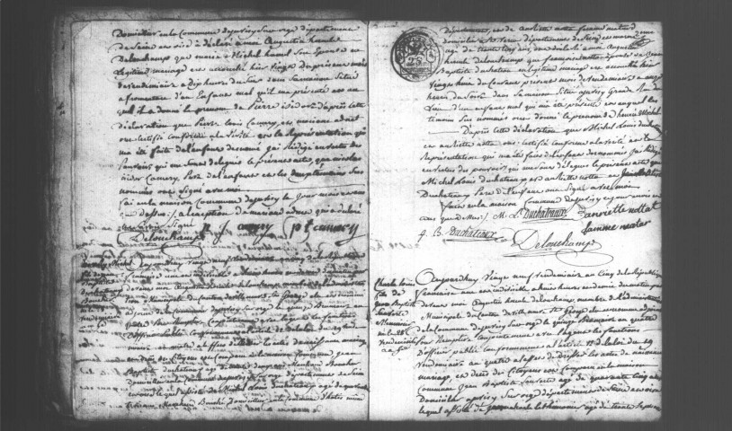 JUVISY-SUR-ORGE. Naissances, mariages, décès : registre d'état civil (an V-an X). [mariages (an VII et les six premiers mois de l'an VIII), voir VILLENEUVE-SAINT-GEORGES, dans le VAL-DE-MARNE]. 