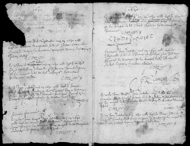 MILLY-LA-FORET. - Registre paroissial des baptêmes, mariages et sépultures (1633-1658). 