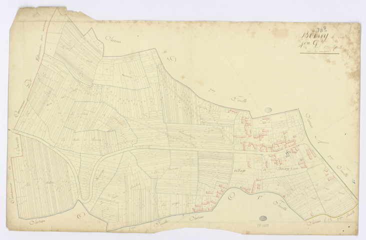 BOISSY-LE-CUTTE. - Section D - Champlaux (les), 1, ech. 1/1250, coul., aquarelle, papier, 67x104 (1817). 