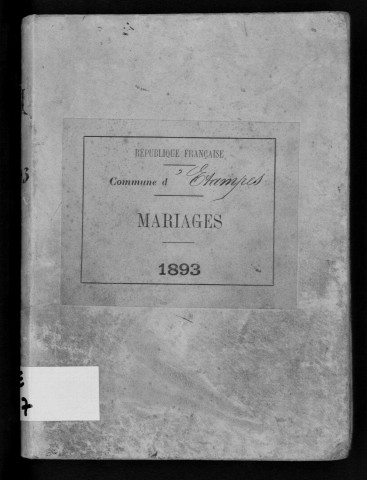 ETAMPES. Mariages : registre d'état civil (1893). 