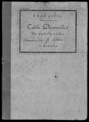 SAINT-HILAIRE. Tables décennales (1792-1902). 