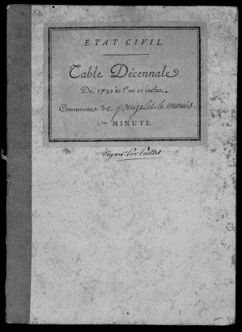 PUISELET-LE-MARAIS. Tables décennales (1792-1902). 