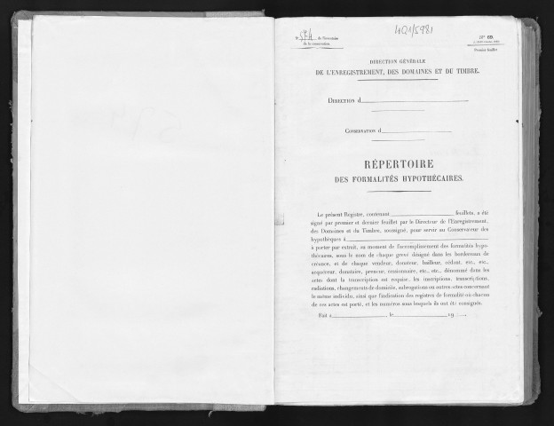 Conservation des hypothèques de CORBEIL. - Répertoire des formalités hypothécaires, volume n° 574 : A-Z (registre ouvert vers 1930). 