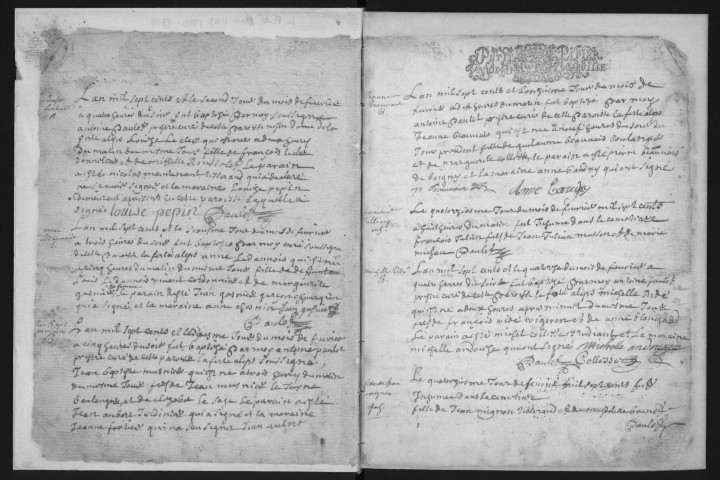 FERTE-ALAIS (LA). - Registres paroissiaux. - Registre des baptêmes, mariages et sépultures (1700 - 1710). 