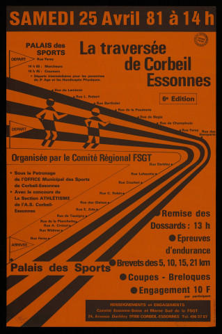 CORBEIL-ESSONNES.- Traversée de Corbeil-Essonnes, course à pied, 6ème édition, 25 avril 1981. 