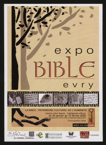 EVRY. - Exposition : La Bible. Patrimoine culturel de l'Humanité, Centre d'Art sacré - Cathédrale d'Evry, 20 janvier-10 février 2002. 