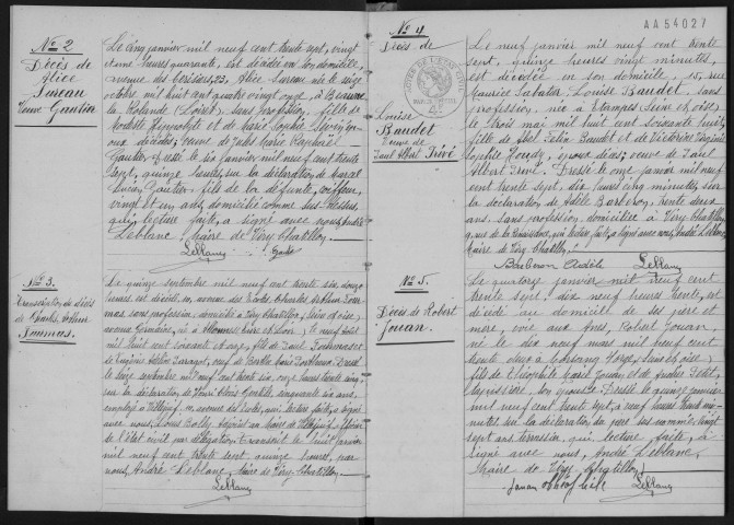 VIRY-CHATILLON. - Décès : registre d'état civil.