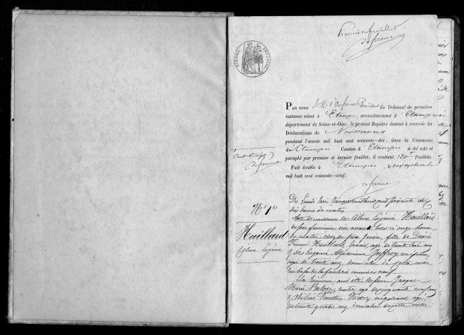 ETAMPES. Naissances : registre d'état civil (1870). 