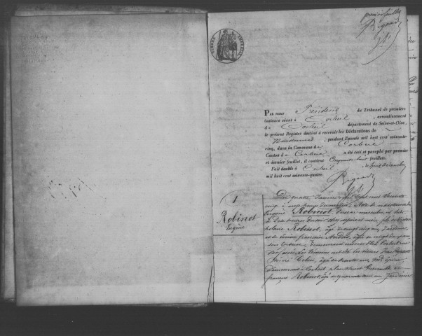 CORBEIL. Naissances : registre d'état civil (1865). 