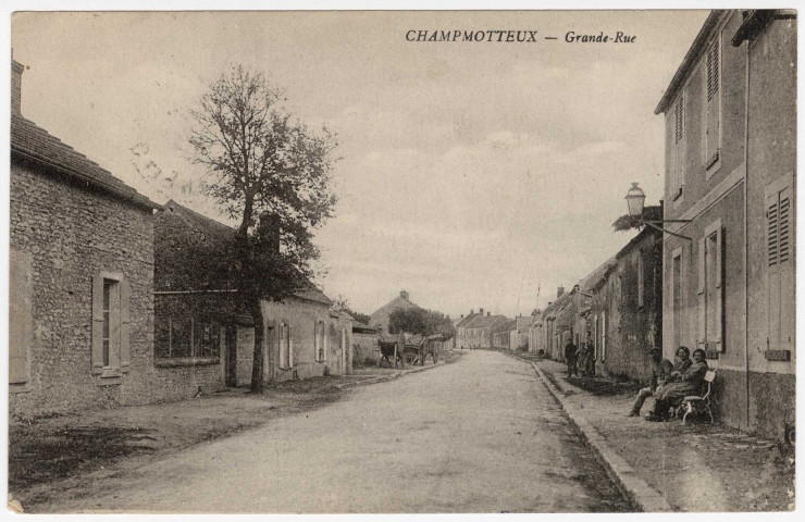 CHAMPMOTTEUX. - Grande rue, 1923, 5 mots, 25 c, ad. 