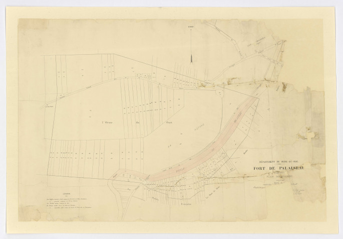 Fort de PALAISEAU - Plan parcellaire par Alexandre SAYDE, 1874. [très mauvais état]. 
