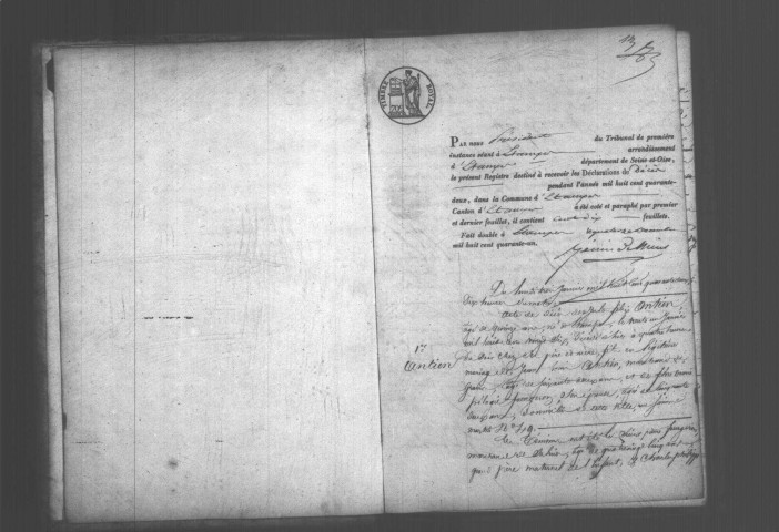 ETAMPES. Décès : registre d'état civil (1842). 