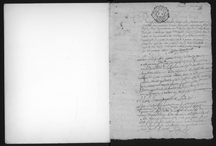 CHALOU-MOULINEUX. - CHALOU-LA-REINE. - Paroisse de Saint-Aignan : registre paroissial des baptêmes et mariages (1749-1792). 