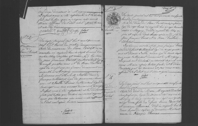 MOIGNY-SUR-ECOLE. Naissances, mariages, décès : registre d'état civil (1849-1860). 