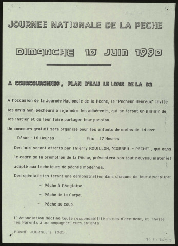 COURCOURONNES. - Journée nationale de la pêche, 10 juin 1990. 