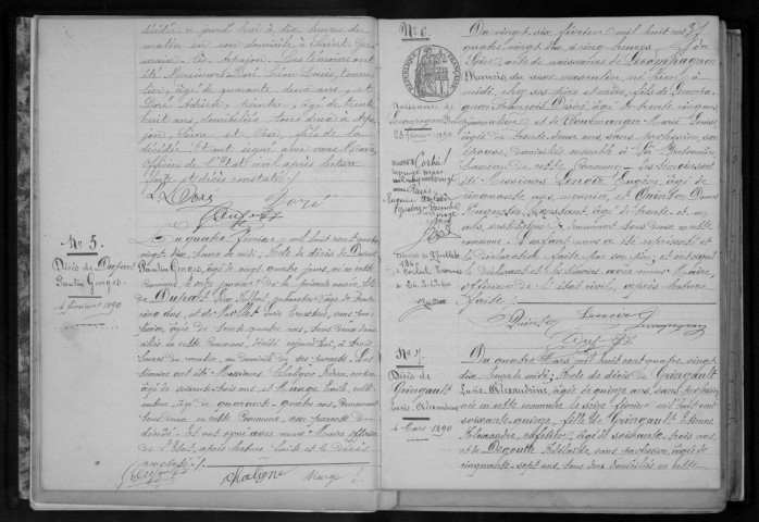 SAINT-GERMAIN-LES-ARPAJON. Naissances, mariages, décès : registre d'état civil (1890-1896). 