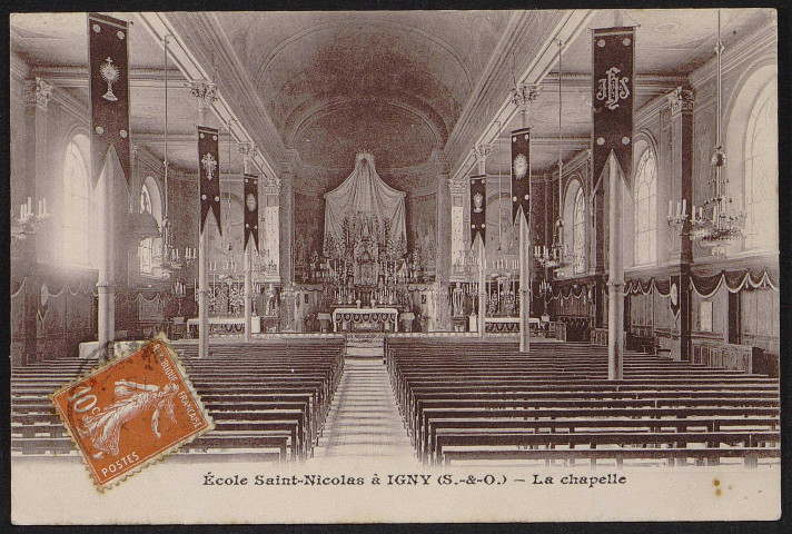 Igny.- Institution Saint-Nicolas. La chapelle (20 janvier 1915). 