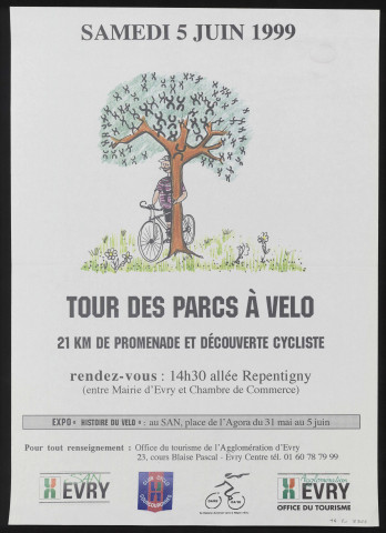 EVRY. - Tour des parcs à vélo : 21 kms de promenade et découverte cycliste, 5 juin 1999. 