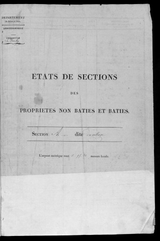 ETRECHY. - Etat de sections [cadastre rénové en 1960]. 