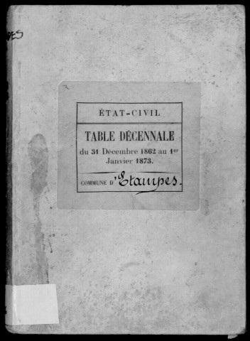ETAMPES. Tables décennales (1863-1873). 