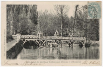 MONTGERON. - Pont de bois du moulin de Senlis menant à Crosne et Montgeron [Editeur Lasseray, timbre à 5 centimes]. 