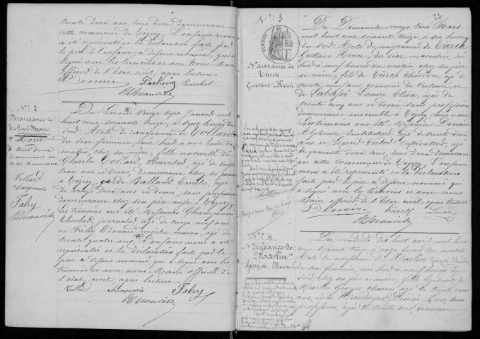 TIGERY . Naissances, mariages, décès : registre d'état civil (1873-1883). 