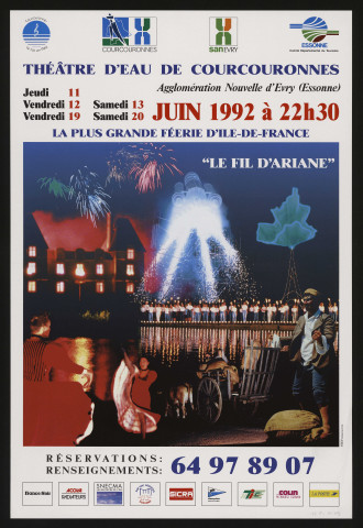 COURCOURONNES. - Spectacle : le fil d'Ariane, Théâtre d'eau, 11 juin-20 juin 1992. 