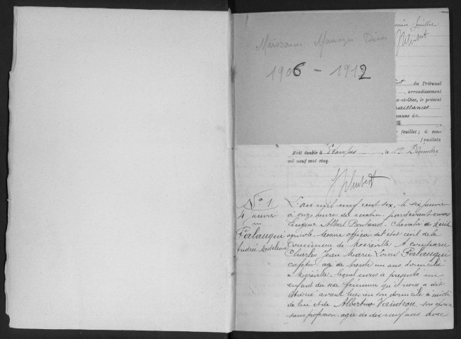 MEREVILLE. - Naissances, mariages, décès : registre d'état civil. 