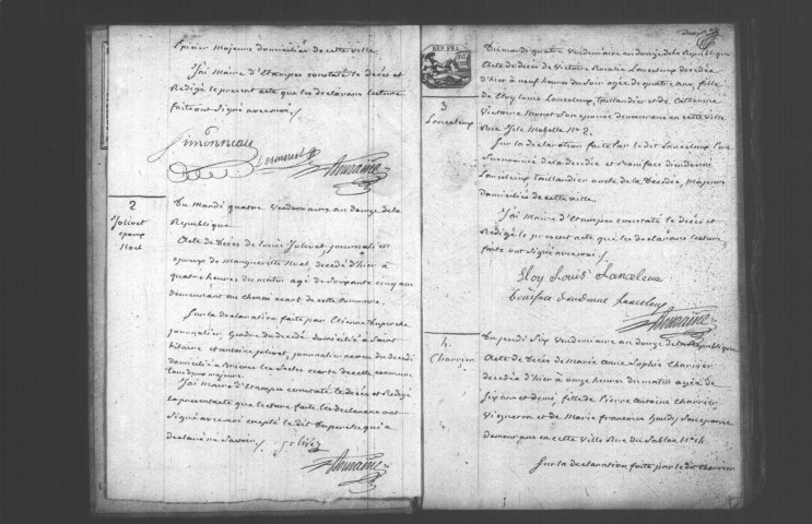 ETAMPES. Décès : registre d'état civil (an XII). 